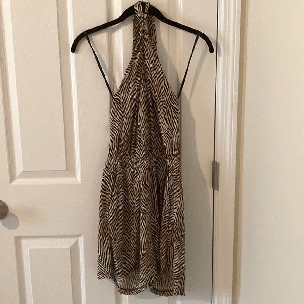 Banana Republic Animal Print Halter Romper with Pockets size XS
